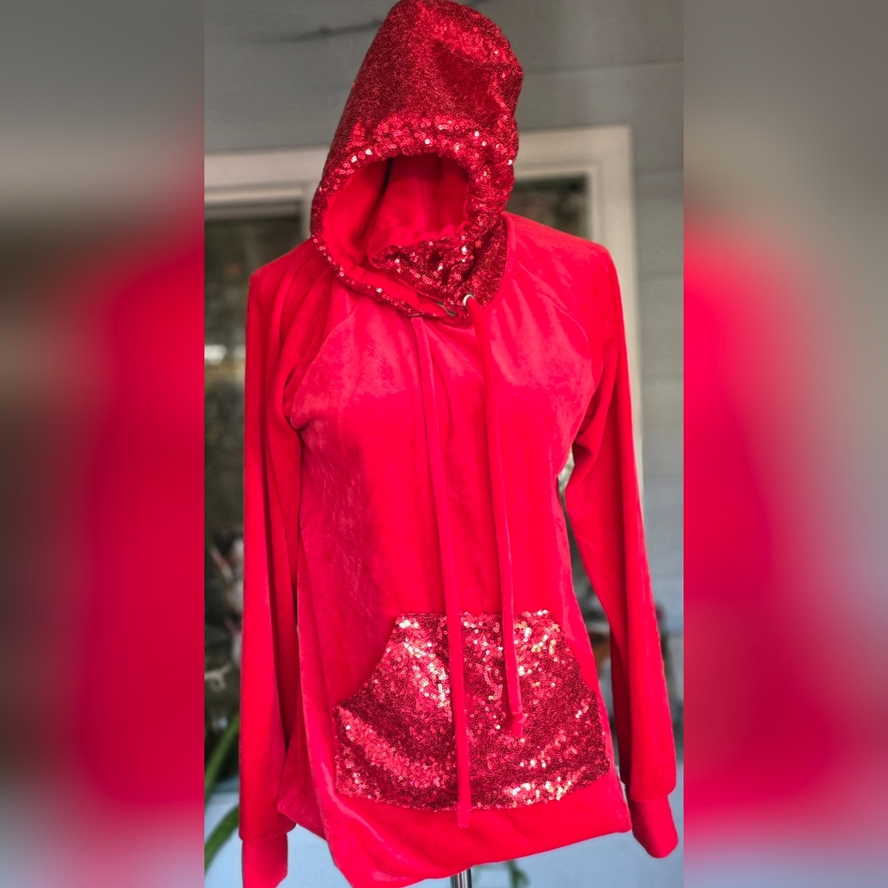 Sequin Red Hoodie for Women